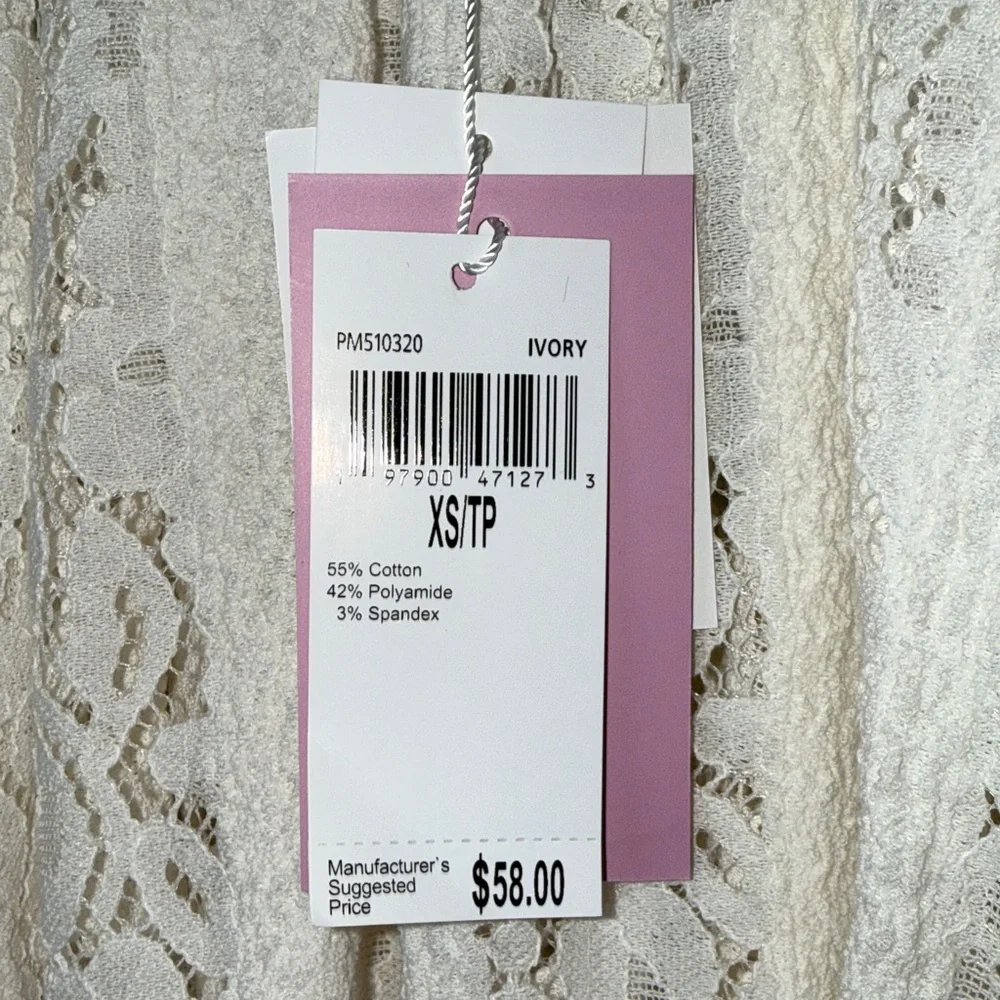 NWT MUSE Lace Cropped Top Ivory Lace Blouse Women’s Size XS & S